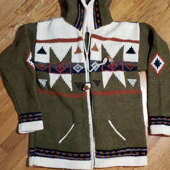 Inca Maki zip front sweater handmade m l - Picture 3 of 6